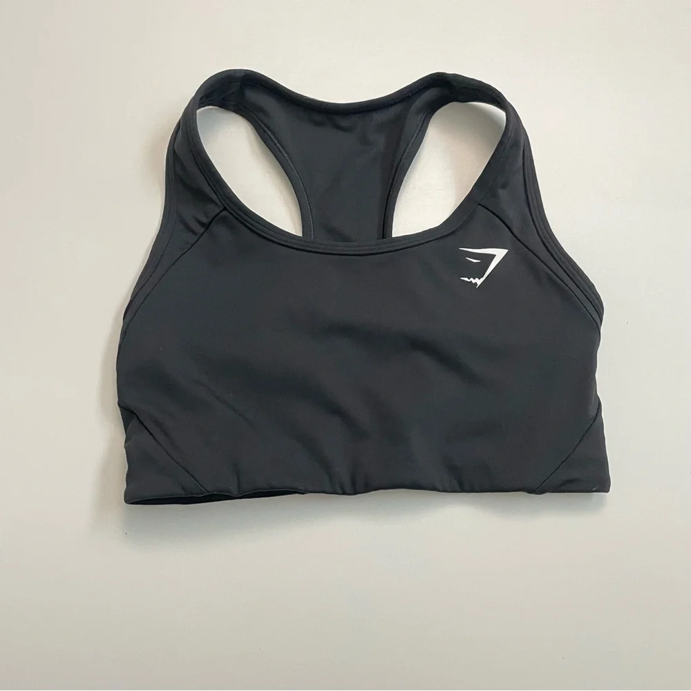 Gymshark Sports Bra Racerback Athletic Exercise Unlined No Padding Black